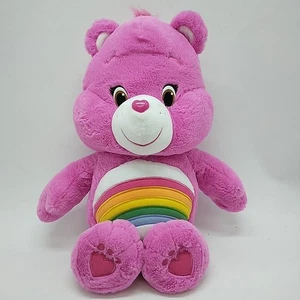 Rainbow Bear Care Bear Pink Plush Soft Toy - 20" Long - Picture 1 of 15