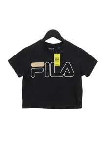 Fila Women's Top XS Black Graphic 100% Cotton Short Sleeve Round Neck Cropped - Picture 1 of 5