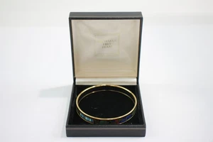 Michaela Frey Bangle Gold Tone Enamel Inlay Signed Branded Boxed - Picture 1 of 7