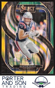 Amortiguador Prizm Hunter Henry verde y amarillo 2024 Panini Select #160 Patriots - Imagen 1 de 2