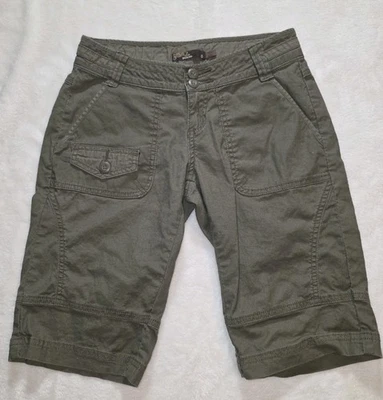 Calça Capri Calcinha Verde Prana 11" Shorts Feminina Tamanho 0 Caminhada Linho Ao Ar Livre - Imagem 1 de 4