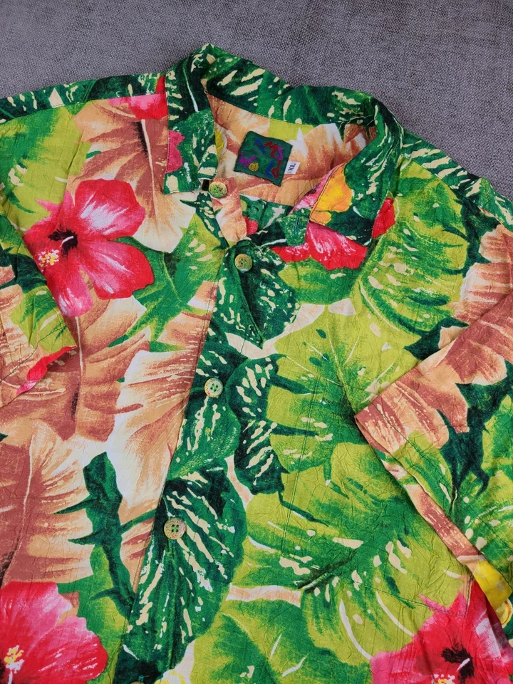 Camisa Hawaiana De Colección Jams World Hombres XL Floral Colorida Vacaciones Resort Acuarela Foto 1 de 4