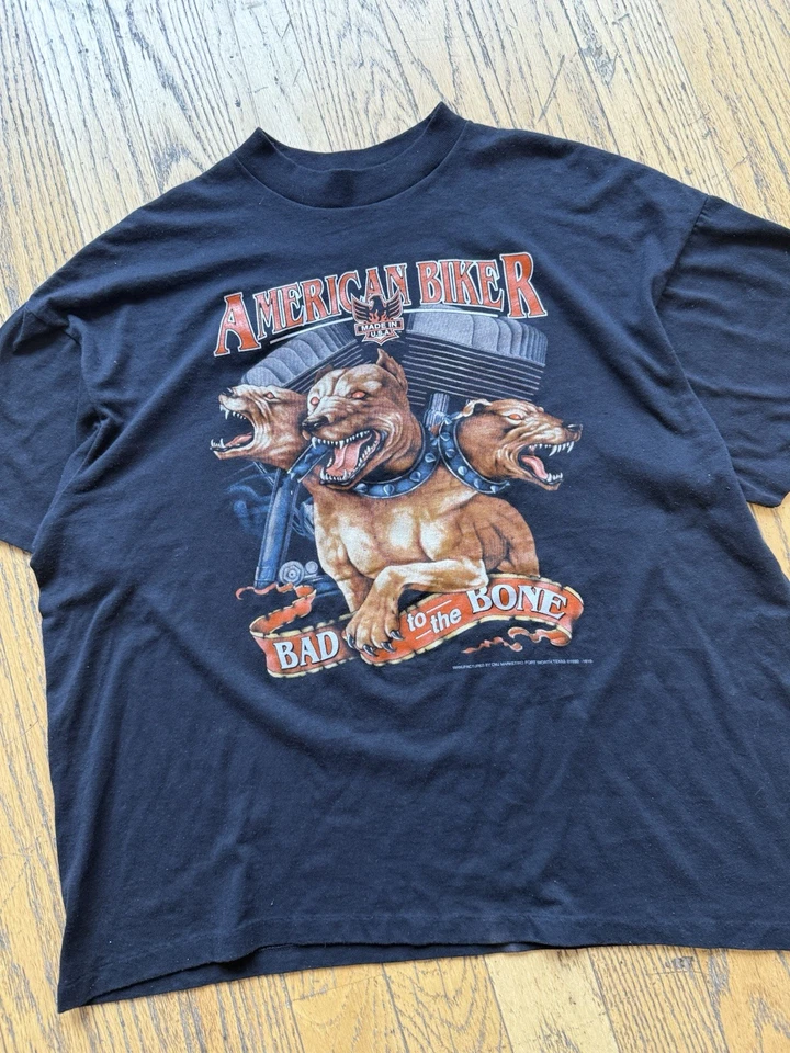 RARO DE COLECCIÓN 92 NOS 3D Emblema MOTERO AMERICANO CERBERUS BAD TO BONE HARLEY Talla XL Foto 1 de 4