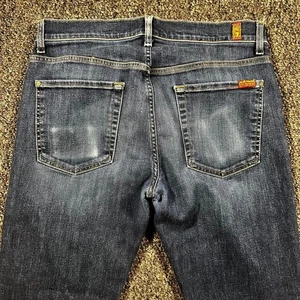 Pantalones de mezclilla elásticos lavados oscuros 7 For All Mankind estándar para hombre talla 33 - Imagen 1 de 6