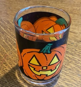 Vintage Halloween Indiana Glass Votive Candle Pumpkin Jack O Lantern Free Ship - Picture 1 of 3