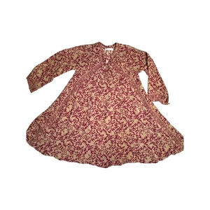 Natalie Martin 100% Seide Fiore Luxus Blumen Midikleid Rot Gold Boho Resortwear - Bild 1 von 10