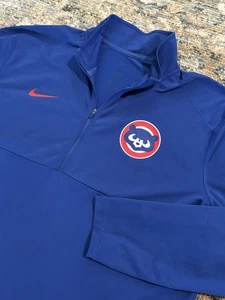 Nike Chicago Cubs Cooperstown Collection 1/4 Zip Pullover - Men's XL - Throwback - Picture 1 of 5