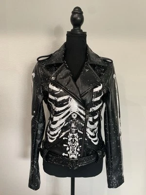 Killstar Morgue Gimme Bones Biker Jacket Sz M SUPER RARE  - Image 1 of 4