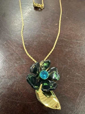 Kate Spade NY Petal Green Multi Mini Pendant Necklace flower floral 19” w/ext - Image 1 of 3