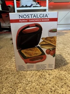 Nostalgia MyMini Sandwich Maker Red Nonstick Compact Grilled Cheese-Omelets New - Picture 1 of 3