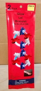 Glow In Dark Lei Bracelets 2 Pack 10” 24pc Leis NIB Glows For Hours 269E - Picture 1 of 8