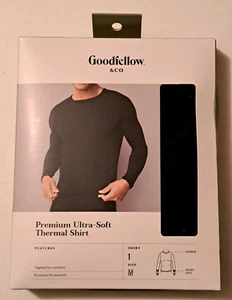 Goodfellow & Co Herren M 38/40 Schwarz Premium Ultra Soft Thermo Langarm Shirt - Bild 1 von 2