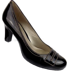 Liz Claiborne Womens Jordana Heels Size 8M Black Faux Patent Leather Pumps - Picture 1 of 10