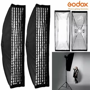 2PCS Godox 35x160cm Rectangle Softbox w/ Grid Bowens Mount For Flash Speedlite - Picture 1 of 10