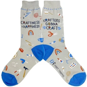 Crafters Gonna Craft Women's Crew Socks Size 9-11 Foot Traffic Novelty Fashion - Picture 1 of 1