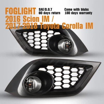 For 16-18 Toyota Corolla Scion iM Fog Lights Pair Clear Lamps Switch+Wiring Kit — 第 1/4 张图片