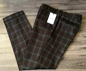 PANTALÓN PAUL SMITH TALLA 32 BORGOÑA Y VERDE CUADROS VENTA AL POR MENOR £325 HECHO EN ITALIA - Imagen 1 de 10