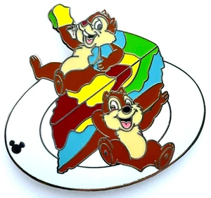 DISNEY Cast Lanyard Trading Pin - CHIP & DALE - Multicolor CAKE on a PLATE (D17) - Picture 1 of 2