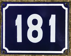 Large old blue French house number 181 door gate plate plaque enamel sign NOS - Picture 1 of 1