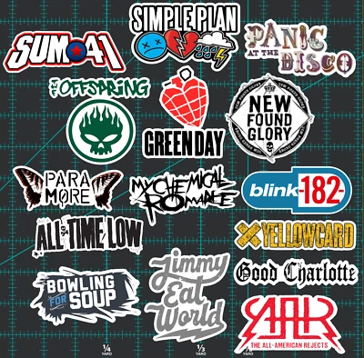 15 Pop Punk Band Logo Sticker Pack - Clear, Holographic, or White - Blink 182 - Image 1 of 3