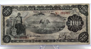 1914 100 Pesos Gobierno Provisional De Mexico Serie E Note. Lot.145 - Picture 1 of 7