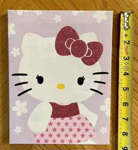 Hello Kitty Canvas Wall Art 8.5”x 6.5” Pink Glitter Star Dress Background D10 - Picture 1 of 2