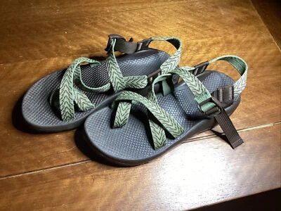 Sandálias femininas Chaco Z/2 Unaweep 9 de náilon verde e marrom lona slingback caminhada - Imagem 1 de 4