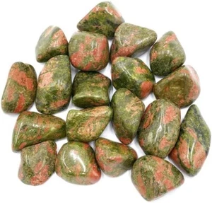 12 MEDIUM AFRICAN TUMBLE STONES - UNAKITE GEMSTONES TALISMAN ANCIENT WISDOM NEW - Picture 1 of 3