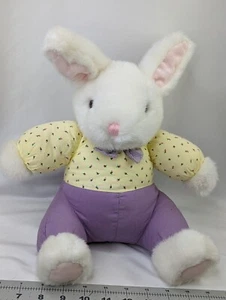 Walmart White Rabbit Plush Bunny 12 Inch Flower Top Purple Pants Stuffed Animal - Picture 1 of 11