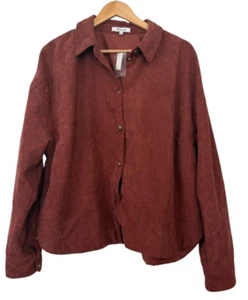 NWT Madewell Corduroy Shirt Shacket Womens 1X Brown Red Long Sleeve - Picture 1 of 7