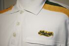 Akademiks Towelling Polo Shirt - L - White/Green/Yellow - Y2K Hip Hop Casual Top