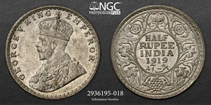 1919(B) INDIA 1/2R MS 63 - Picture 1 of 3