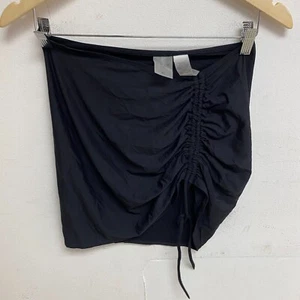 CALIA RUCHED DRAWSTRING High Rise SWIM SKIRT PURE BLACK WSA23506 Brand New! - Picture 1 of 8