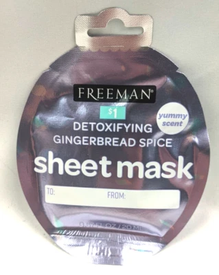 12 Freeman Gingerbread Spice Face Masks – Detox Sheet Mask Bulk Stocking Gift - Image 1 of 2