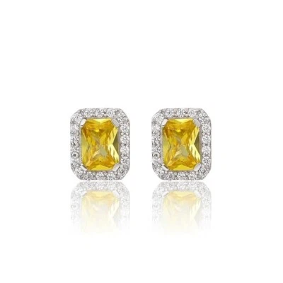 2 Ct Natural Citrine Princess  925 Sterling Silver Women Designer Stud Earrings - Изображение 1 из 4