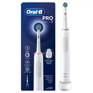 Oral B Pro 3 Cross Action White Electric Toothbrush Smart Clean Technology - Picture 1 of 3