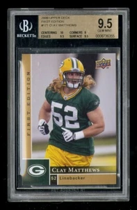 2009 UPPER DECK FIRST EDITION GOLD 171 CLAY MATTHEWS BGS 9.5 WITH 10 SUBGRADE RC - Picture 1 of 2