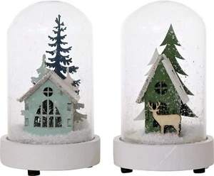 Hoff Interieur LED-Glasglocke "JULFEST" in Magnificent Mint mit natürlich Holz - Bild 1 von 3