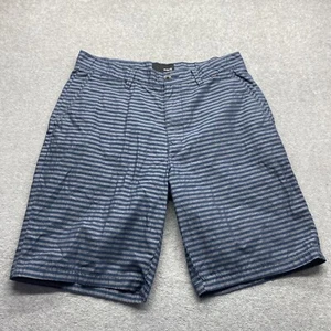 Hurley Shorts Mens 32x9" Flat Front Chino Blue Gray Stripped Pockets Logo - Picture 1 of 13
