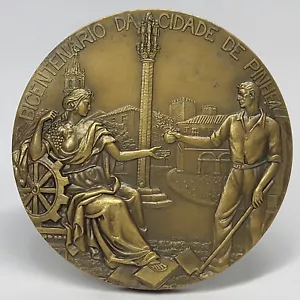 HOMBRE Y MUJER/Medalla de Bronce Alegórica Bicentenario Ciudad de Pinhel/ ESCUDO DE ARMAS - Imagen 1 de 6
