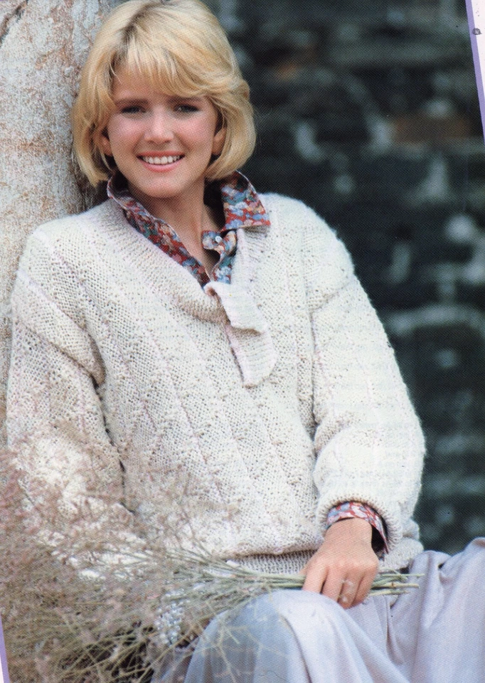 ~ Jaeger Knitting Pattern For Lady's Tie-Neck Sideways Knit Sweater ~  - Image 1 of 1