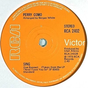 Perry Como - For the Good Times / Sing [7" 45 rpm Single] UK Import - Picture 1 of 1