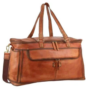 Pierre Cardin Burnished Leather Multi-Compartment Overnight Bag - Cognac - Picture 1 of 5