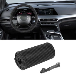 For 15"/37-38CM Car Steering Wheel Cover Leather Car Accessories Black - Picture 1 of 10