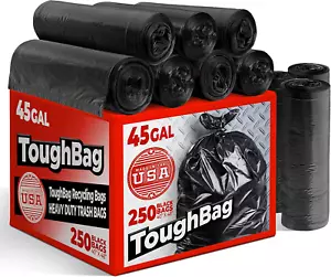 40-45 Gallon Heavy Duty Trash Bags (250 Count) | Black Garbage Bags - Picture 1 of 12