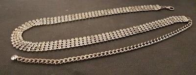 Juego de puntas vintage tono plata cuatro filas cinturón estrás transparente boda graduación 41" Foto 1 de 4