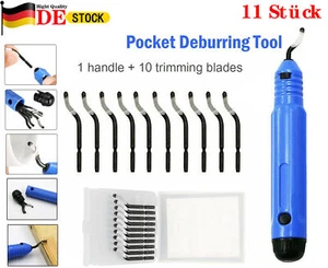 NB1100 ENTGRATER 145 MM GRIFF HANDENTGRATER MIT 10TLG ERSATZKLINGEN METALL ROHR - Bild 1 von 12