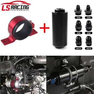 100 Micron Inline Fuel Filter/Petrol Filter+Bracket AN6/AN8/AN10 New - Picture 1 of 13