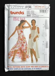 Burda 8196 Misses Dress-In 2 Styles & Stole 2005 Pattern size 10-20 Uncut - Picture 1 of 2
