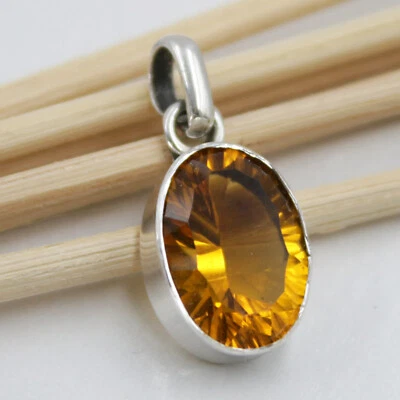 Citrin Anhänger Silber 925 Kettenanhänger Sterlingsilber oval modern gelb ts  - Bild 1 von 4